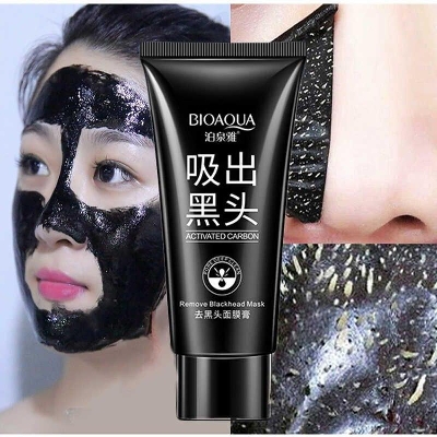 Picture of Bioaqua Bamboo Charcoal Purifying Peel-off Black Mask Blackhead Remover Acne Treatments Face Care Sunction Deep Cleansing - 60gm