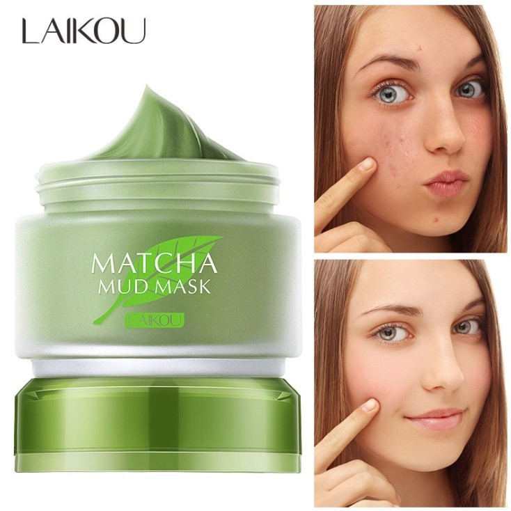 Picture of LAIKOU Matcha Mud Mask Facial Mask Cream Deep Cleaning Moisturizing Oil-Control Acne Treatment Blackhead Remover Pore Cleanser