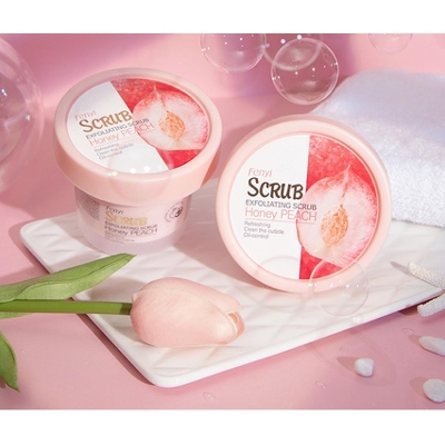 Picture of Fenyi natural Peach fragrance exfoliating gel deep cleansing body scrub-100gm