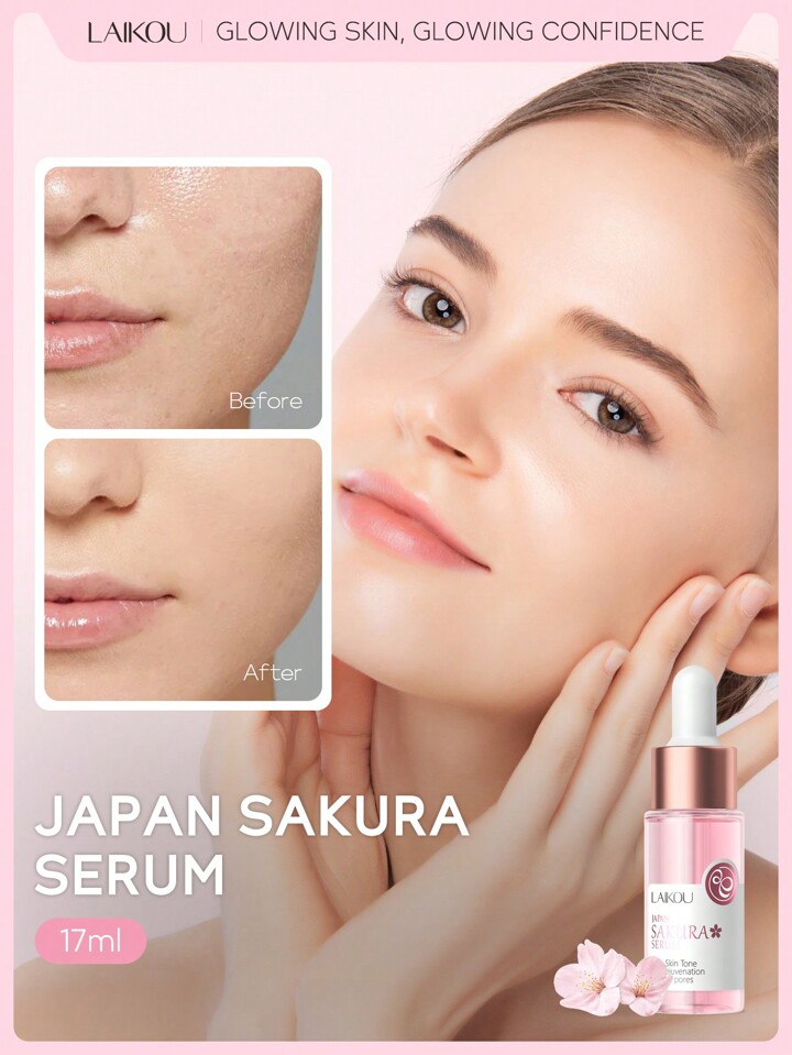 Picture of Laikou Sakura Facial Serum Moisturizing Vitamin C Essence Skin Shrinking Pores Remove Acne Face Care-17ml