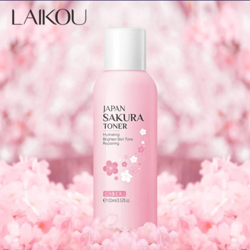 Picture of LAIKOU Cherry Blossoms Face Tonic Deep Moisturizing Oil-control Shrink Pores Makeup Water Care Sakura Skin Toner 100ml