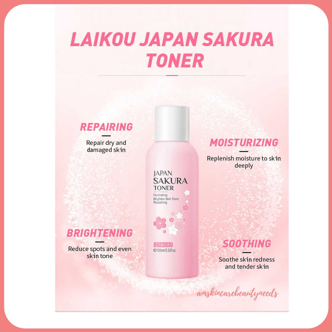 Picture of LAIKOU Cherry Blossoms Face Tonic Deep Moisturizing Oil-control Shrink Pores Makeup Water Care Sakura Skin Toner 100ml