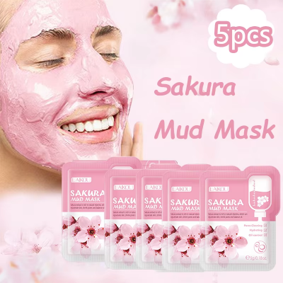 Picture of LAIKOU Japan Sakura Mud Face Mask Cleansing Whitening Moisturizing Oil-Control Anti-Aging Clay Mask Packs Facial Skin Care- 5pcs