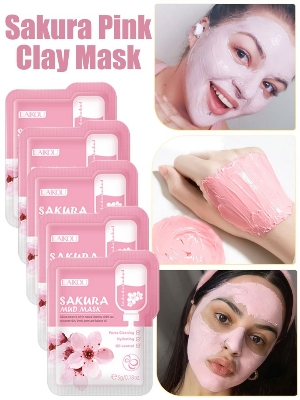 Picture of LAIKOU Japan Sakura Mud Face Mask Cleansing Whitening Moisturizing Oil-Control Anti-Aging Clay Mask Packs Facial Skin Care- 5pcs