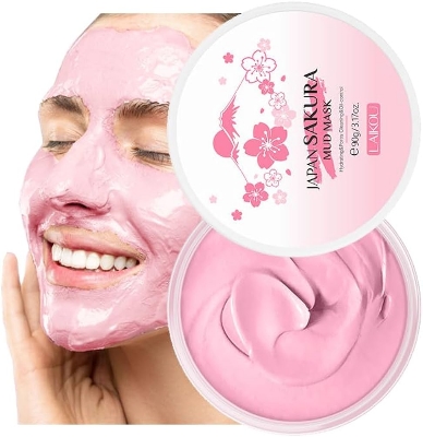 Picture of LAIKOU Sakura Mud Mask Deep Cleansing Whitening Remove Blackhead Hydrating Oil Control Moisturizing Anti-Acne Cherry Blossom-90gm