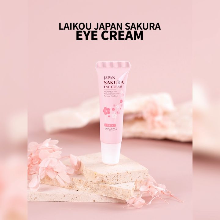 Picture of LAIKOU Sakura Eye Cream Remover Dark Circles Eye Care Against Puffiness and Bags Anti-Aging Wrinkles Hydrate Dry Skin Serum-15gm