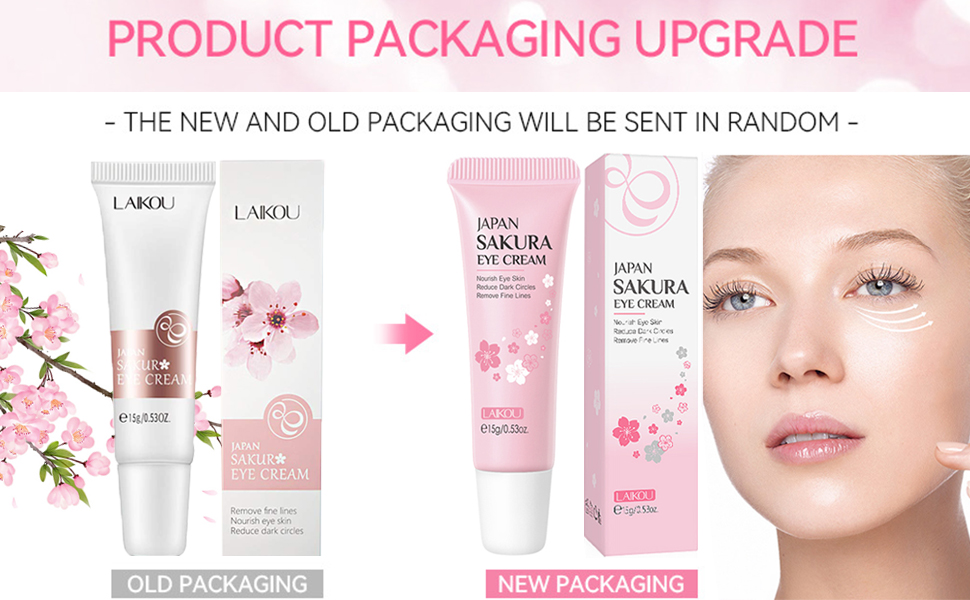 Picture of LAIKOU Sakura Eye Cream Remover Dark Circles Eye Care Against Puffiness and Bags Anti-Aging Wrinkles Hydrate Dry Skin Serum-15gm
