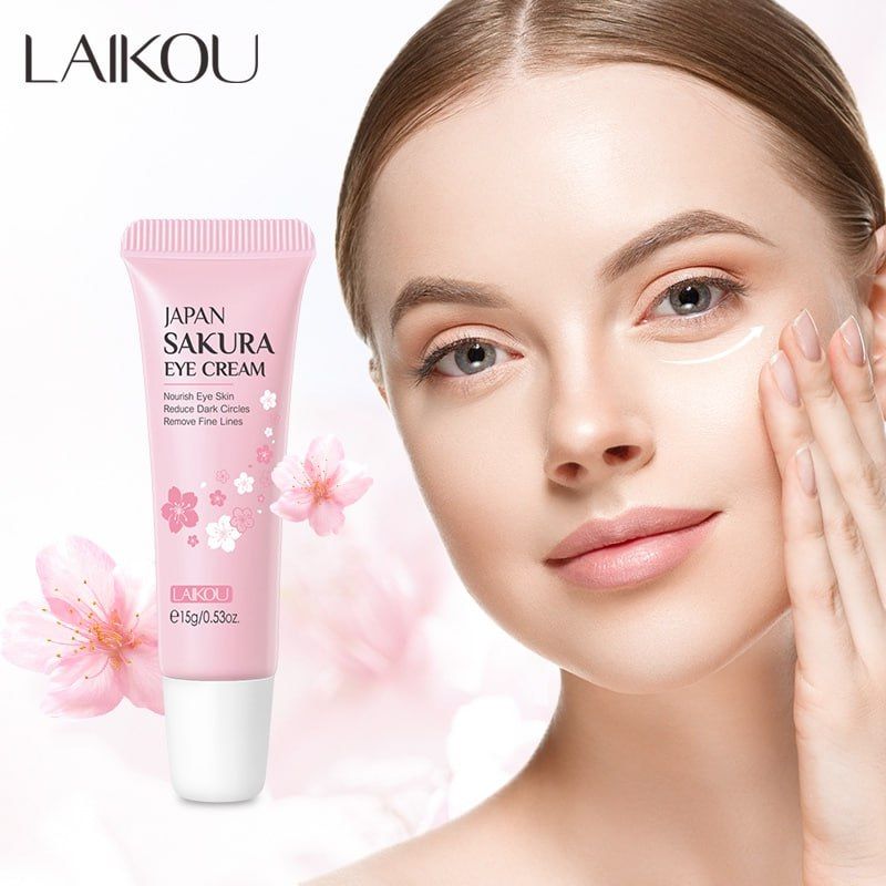 Picture of LAIKOU Sakura Eye Cream Remover Dark Circles Eye Care Against Puffiness and Bags Anti-Aging Wrinkles Hydrate Dry Skin Serum-15gm