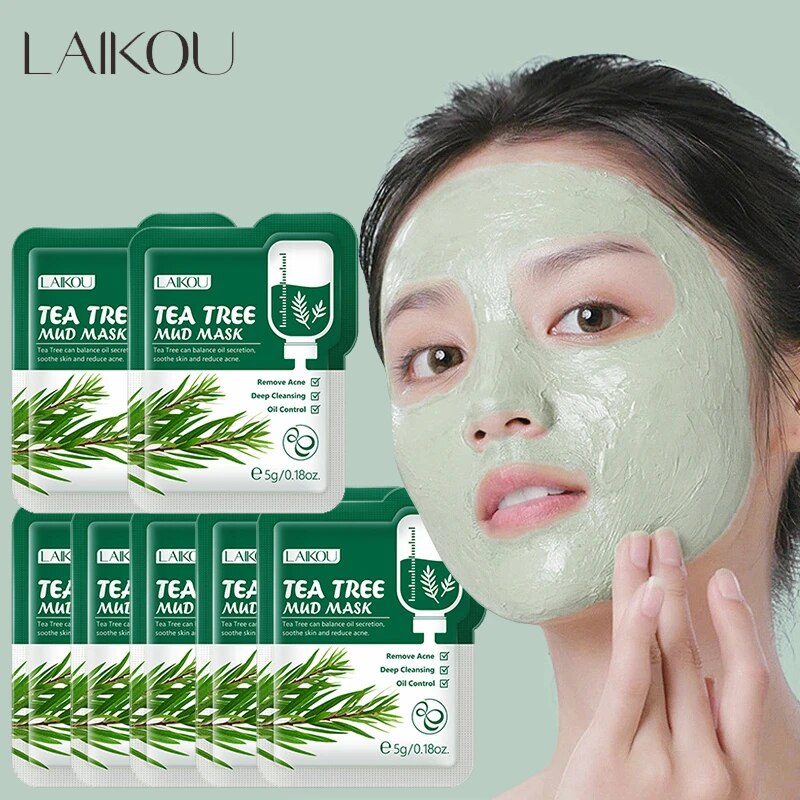 Picture of LAIKOU Tea Tree Mud Facial Mask Cream Deep Cleaning Oil-Control Moisturizing Blackhead Remover Acne Treatment Pore Cleanser Mud-7pcs