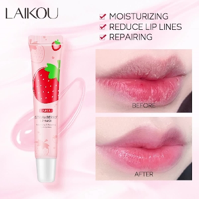 Picture of LAIKOU Strawberry Lip Balm Sleeping Mask Night Lip Moisturizer Skin-(18g)