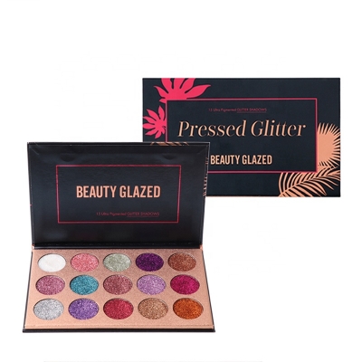 Picture of EAUTY GLAZED Portable Eyeshadow Palette 15 Ultra Pigmented Eye Shadows Pressed Glitter Flash Powder Long Lasting Makeup