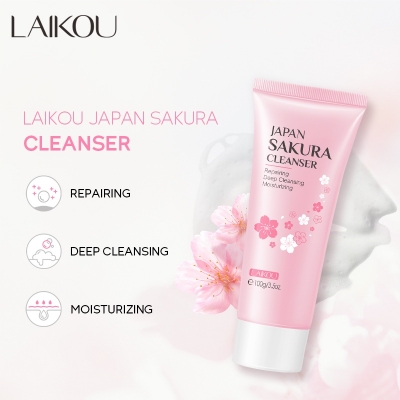 Picture of LAIKOU Sakura Skin Care Set Face Cleanser 50g + Sakura Serum 17ml + Face Cream 25g Brightening Set-3pcs