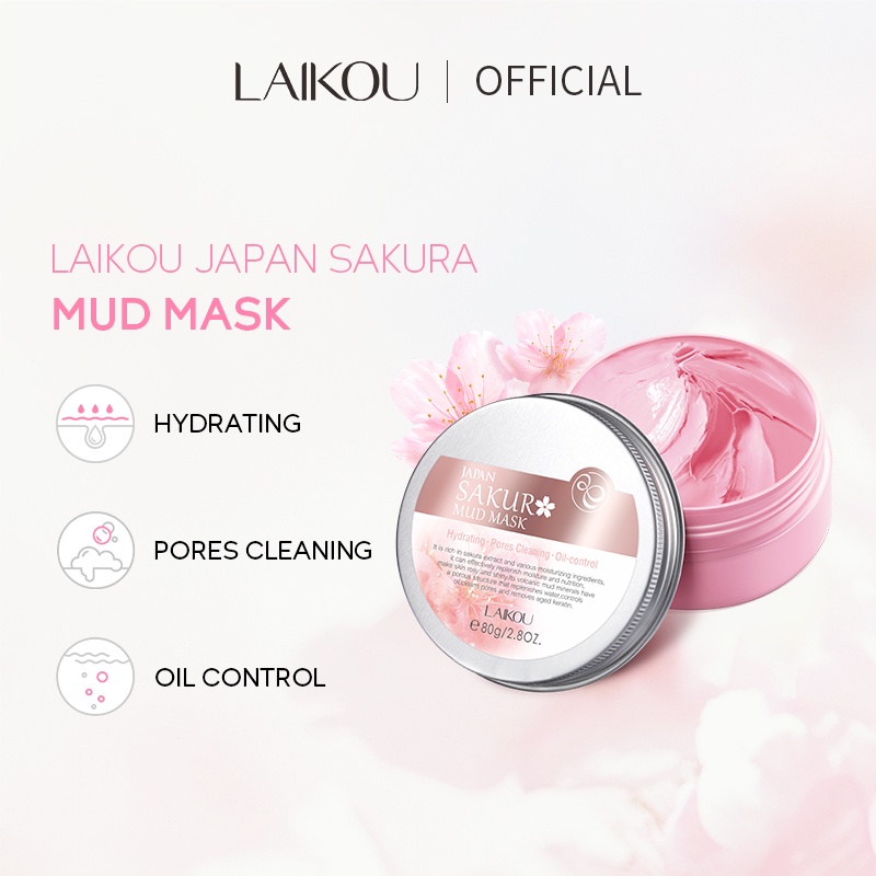 Picture of LAIKOU Sakura Skin Care Set 5pcs Brightening Serum / Whitening Face Moisturizer / Eye Cream / Cleansing Mud Mask Remove Acne