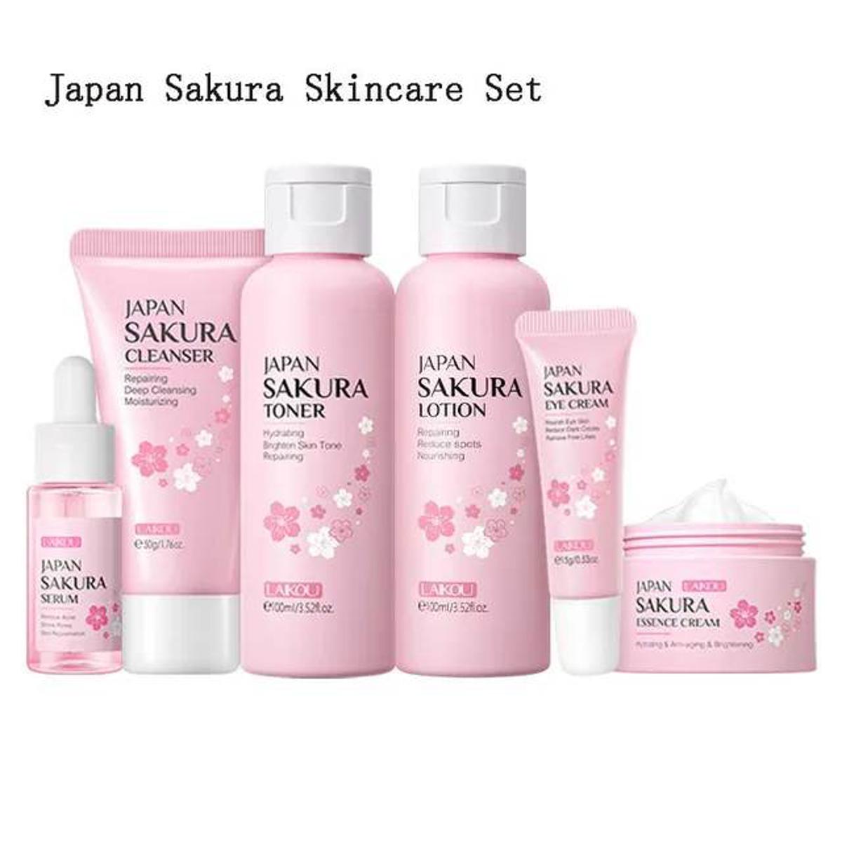 Picture of LAIKOU Face Serum Cleanser Lotion Toner Cream Japan Sakura Skin Care Set -6pcs
