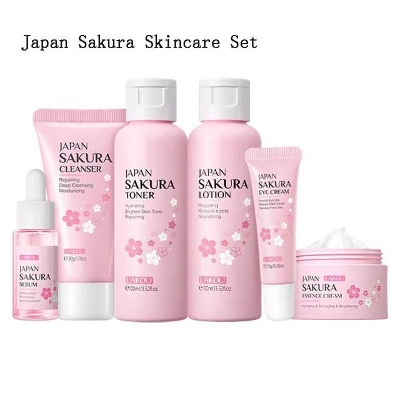 Picture of LAIKOU Face Serum Cleanser Lotion Toner Cream Japan Sakura Skin Care Set -6pcs