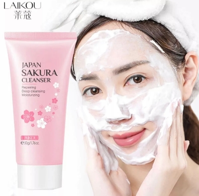 Picture of LAIKOU Sakura Whitening Skincare Set Cleansing Moisturizing Rejuvenation Cherry Blossoms Skincare Gifts 5pcs
