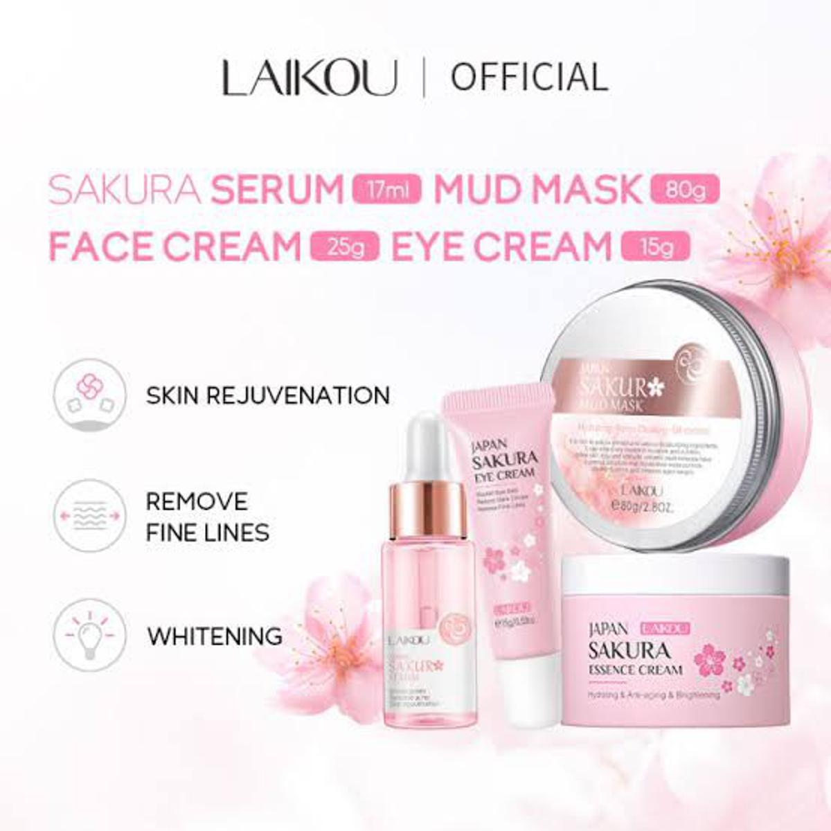 Picture of LAIKOU Sakura Skin Care Set Serum Face Cream Whitening Oil Control Clay Mask