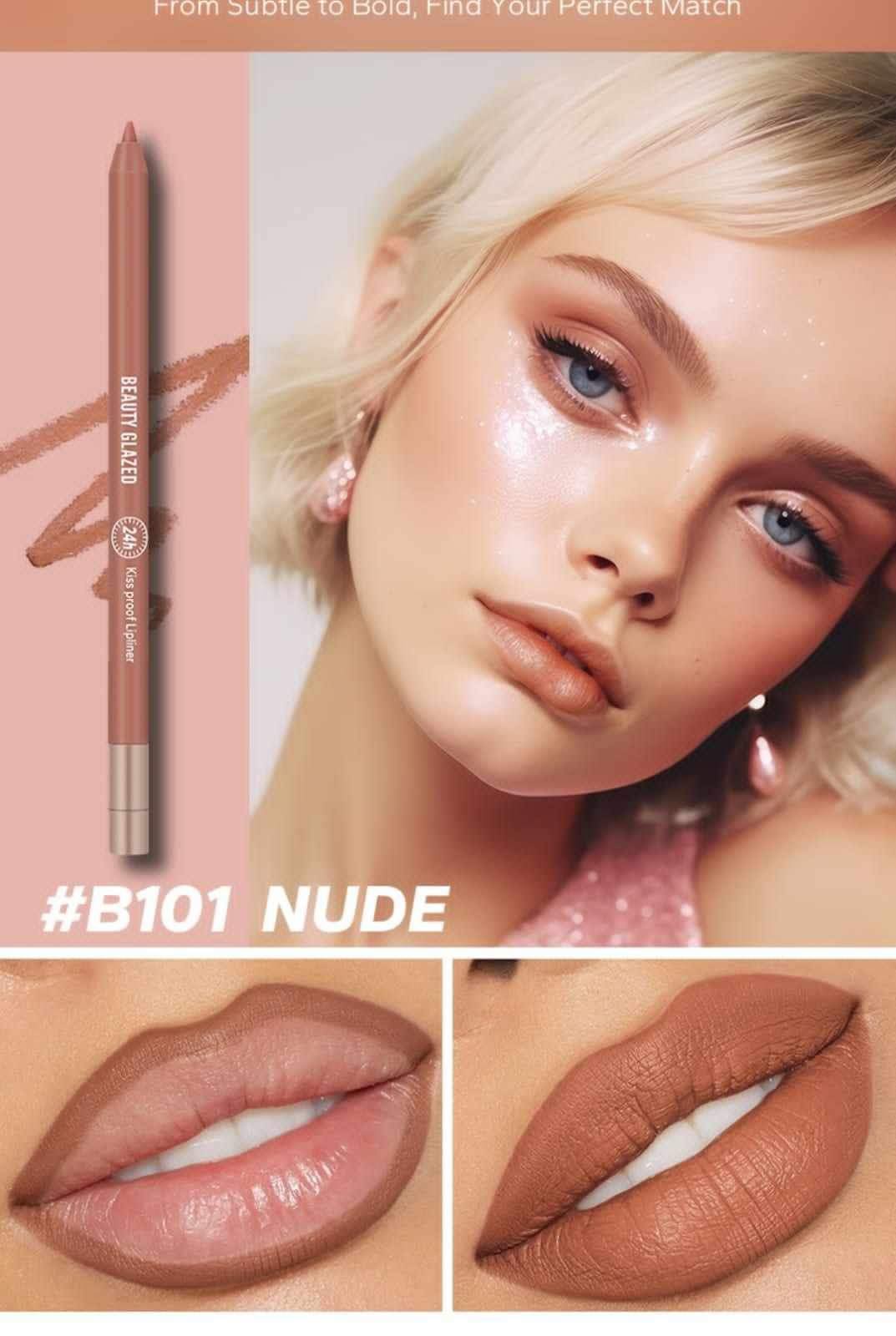 Picture of BEAUTY GLAZED Waterproof Matte Lip Liner Pencil For Lips Eyeliner Blush Smooth Easy To Wear Long Lasting Lip Glaze Pen Sketch Dye Tint Lipstick Lip Makeup -#B101 NUE