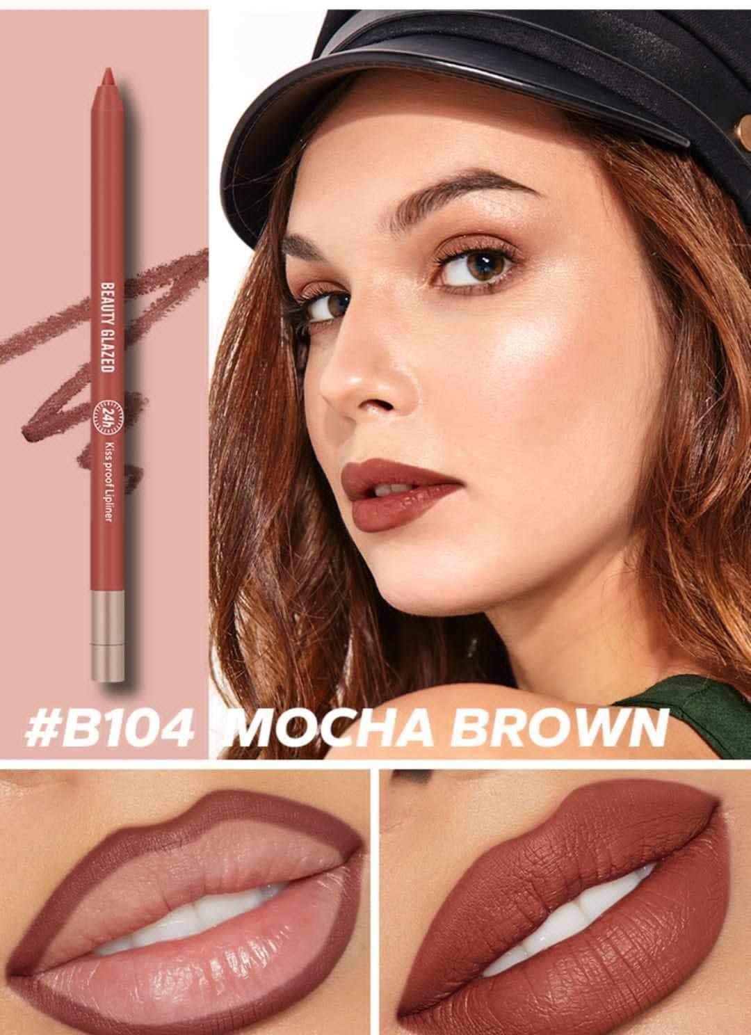 Picture of BEAUTY GLAZED Waterproof Matte Lip Liner Pencil For Lips Eyeliner Blush Smooth Easy To Wear Long Lasting Lip Glaze Pen Sketch Dye Tint Lipstick Lip Makeup -#B104 MOCHA BROWN