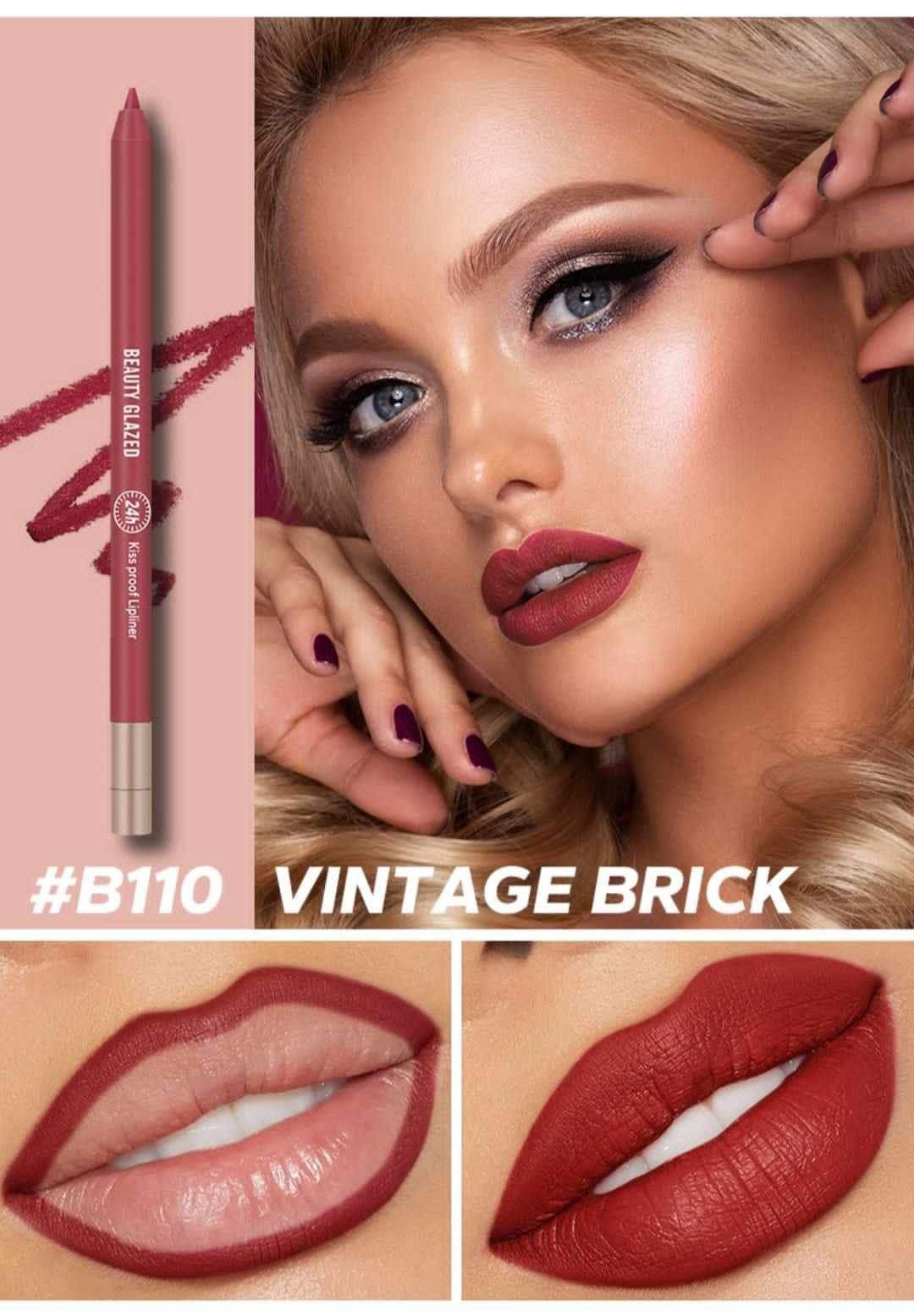 Picture of BEAUTY GLAZED Waterproof Matte Lip Liner Pencil For Lips Eyeliner Blush Smooth Easy To Wear Long Lasting Lip Glaze Pen Sketch Dye Tint Lipstick Lip Makeup -#B110 VINTAGE BRICK