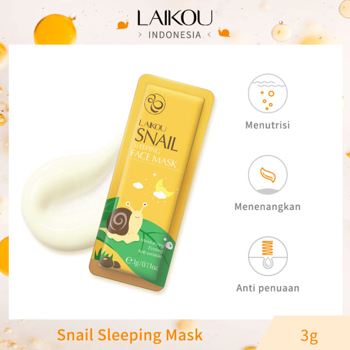 Picture of LAIKOU Snail Sleeping Mask Whitening Skin Care Night Moisturizing Hydrating Face Mask Face Care-5pcs
