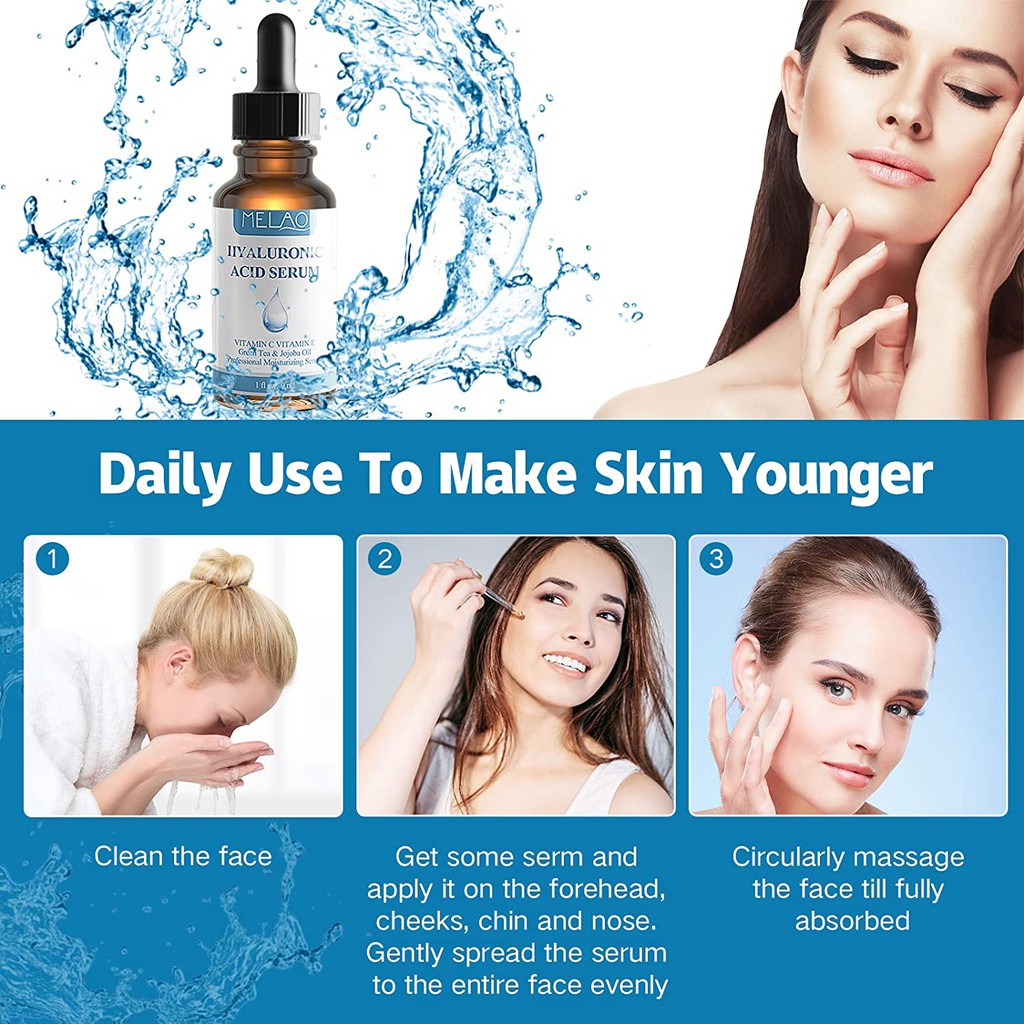 Picture of MELAO Hyaluronic Acid Serum,Moisturizing Anti-Aging Remove Wrinkles Freckles and Spots Vitamin C Serum for Deeply Moisturizes and Improves Facial Elasticity and Tightens-30ml