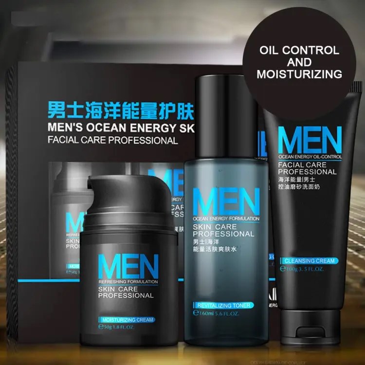 Picture of Laikou Men's Skin Care Product Set Facial Cleanser + Toner +Facial Cream Lotion Oil Control Cleansing, Hydrating and Moisturizing-3pcs Set