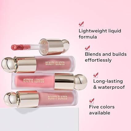 Picture of BEAUTY GLAZED Waterproof Matte Liquid Blush Stick Lightweight Cream Blush Moisturising Easy to apply Liquid Blush Multi-purpose Eyes lips Face Beauty Blush