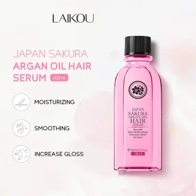 Picture of LAIKOU JAPAN Sakura Argan Oil Hair Serum Smooth Refreshing Nourishing Repair Split Ends Hair Essence -60ml