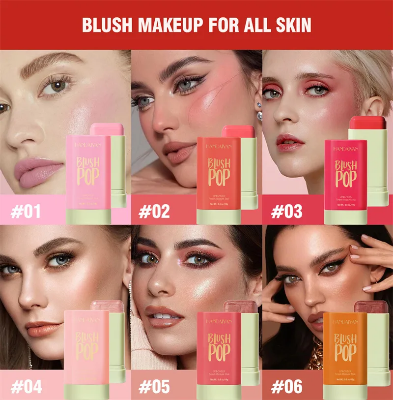 Picture of HANDAIYAN Blush Stick Highlighter Stick Moisturizing Long Lasting Cheek Rouge Blusher Cream Waterproof Face Makeup-#01-SHY PINK