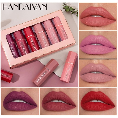 Picture of HANDIAYAN N-ude Velvet Lipstick Kit 6 Colors/Box Lip Makeup Cosmetics Matte Cream Lipstick Set Waterproof Silky Lip Balm