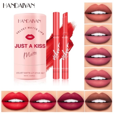 Picture of HANDAIYAN 8pcs/set Velvet Matte Lipstick Waterproof Lipstick Makeup Cosmetics Long Lasting Tinted Lip Balm Solid Pink