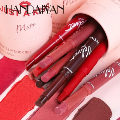 Picture of HANDAIYAN 8pcs/set Velvet Matte Lipstick Waterproof Lipstick Makeup Cosmetics Long Lasting Tinted Lip Balm Solid Pink