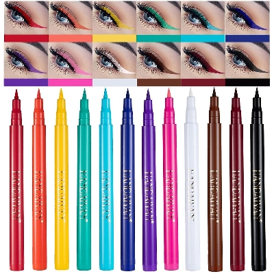 Picture of HANDAIYAN 12 Colors Matte Liquid Eyeliner Set Makeup Waterproof Fast Dry Long Lasting Eye Liner Colorful Liquid Eye Liner Pencil