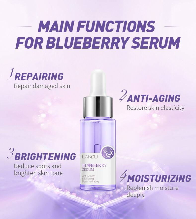 Picture of LAIKOU Blueberry Anti Wrinkles Facial Serum Brighten Skin Tone Hydrating Repair Damaged Skin Whitening Remove Spots Skin Care-17ml