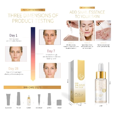 Picture of LAIKOU 24K Gold Snail Face Serum Anti-Aging Hyaluronic Acid Whitening Essence Nicotinamide Moisturizing Brighten Tighten Skin-17ml
