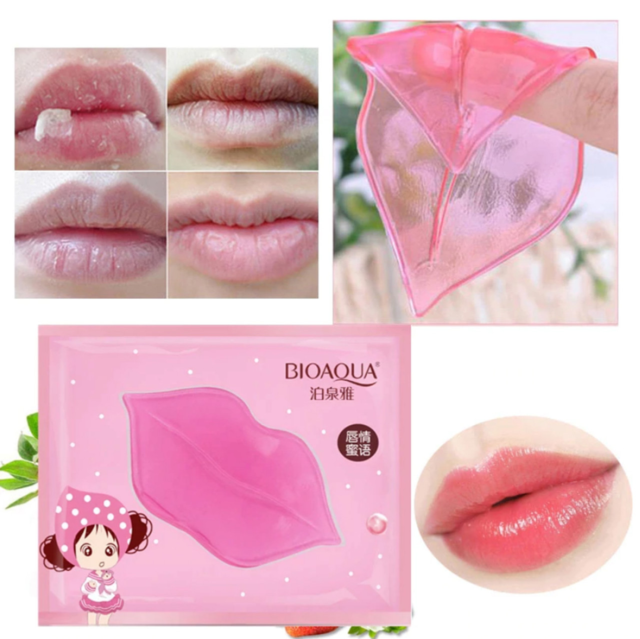 Picture of BIOAQUA Plumper Crystal Collagen Lip Mask Pads Moisture Essence Anti Ageing Wrinkle Patch Pad Gel Lips Enhancer Care-5pcs
