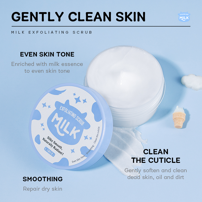 Picture of LAIKOU Milk Exfoliating Body Scrub Remove Cuticle Dead Skin Smoothing Even Skin Tone -90gm