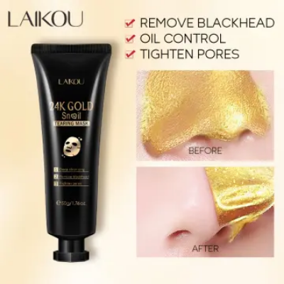 Picture of LAIKOU 2pcs 24K Gold Foil Snail Mask Deep Cleansing Remove Blackheads Hydrating Repairing Oil-Control Whitening Facial