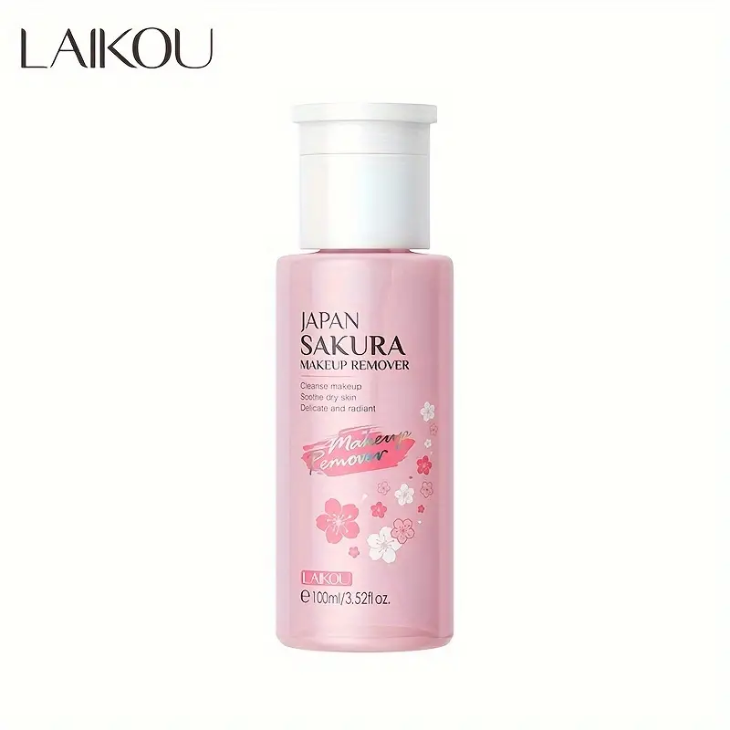 Picture of LAIKOU Cherry Blossom Makeup Remover Water 3.38oz Cleansing Pore Face Makeup Remover-100ml