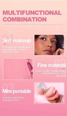 Picture of HANDAIYAN Multifunction 3 In 1 Matte Highlighter Contouring Blush Palette Pearly Shiny Eyeshadow Multifunctional Face Makeup Palette