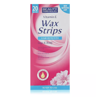 Picture of Beauty Formulas Vitamin E Wax Strips Hair Remover Legs & Body used for male/ female - 20 pcs