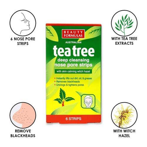 Picture of Beauty Formulas Tea Tree Deep Cleansing Nose Strips - 6ps