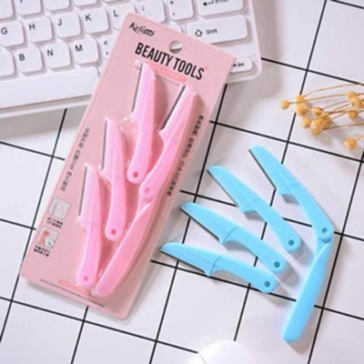 Picture of Keli Eyebrow Razor Pack of 4 Foldable Eyebrow Facial Hair Removal, Shaper, and Trimmer-Pink