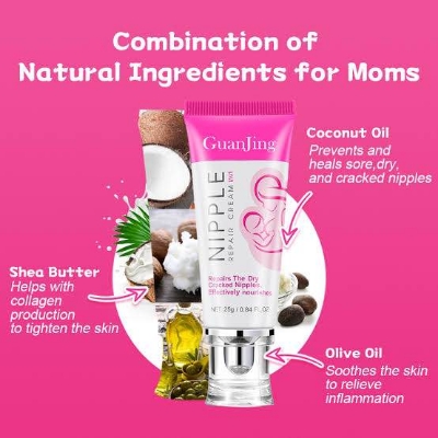 Picture of GUANJING Natural Repairing Breast Nipple Cream Nourishing Mom Women Pink Nipple Cream -25gm
