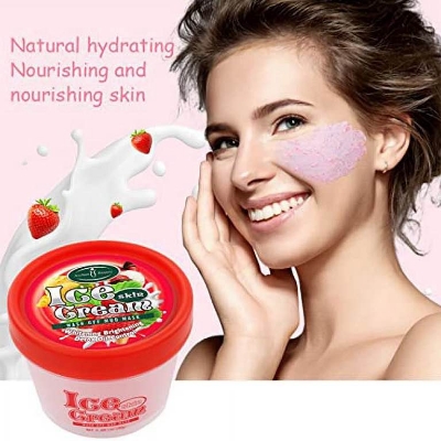 Picture of AICHUN BEAUTY ICE Cream Facial Wash Off Mud Mask Strawberry & Milk (100g)