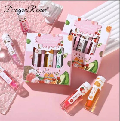 Picture of Dragon Ranee 3Pcs/Set Natural Fruit Moisturizing Long Lasting Nourishing Lip Oil Reduces Fine Lines and Relieves Dryness Lip OIL 1.8g x 3