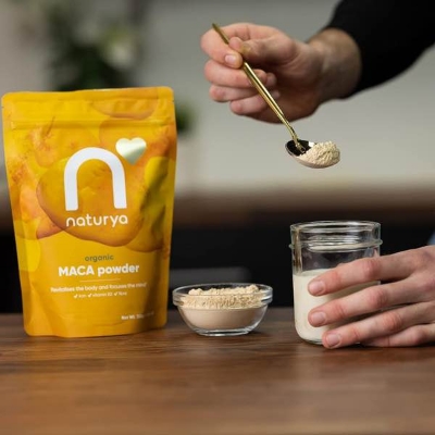 Picture of Naturya Organic Maca Powder, Rich in Riboflavin and Iron, Supports Energy and Immunity, Sweet Malty Flavor, Gluten-Free, Vegan, Kosher - 300g