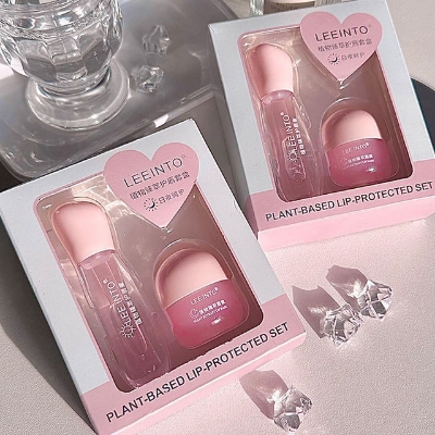 Picture of LEEINTO 2pcs Lip Care Set: Hydrating & Lightweight, Fades Fine Lines - Daily & Nighttime Use with Vitamin E & Plant