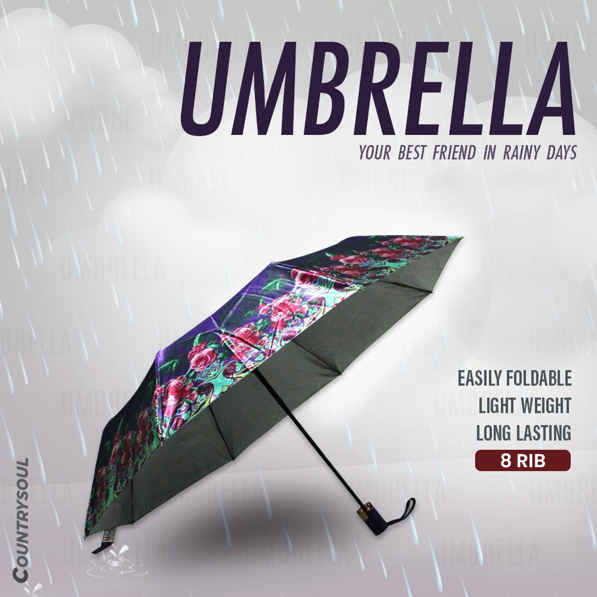 Picture of 1 Pc Colorful, Stylish & Fashionable Auto Open Umbrella For Men, Women, Girls, & Boys